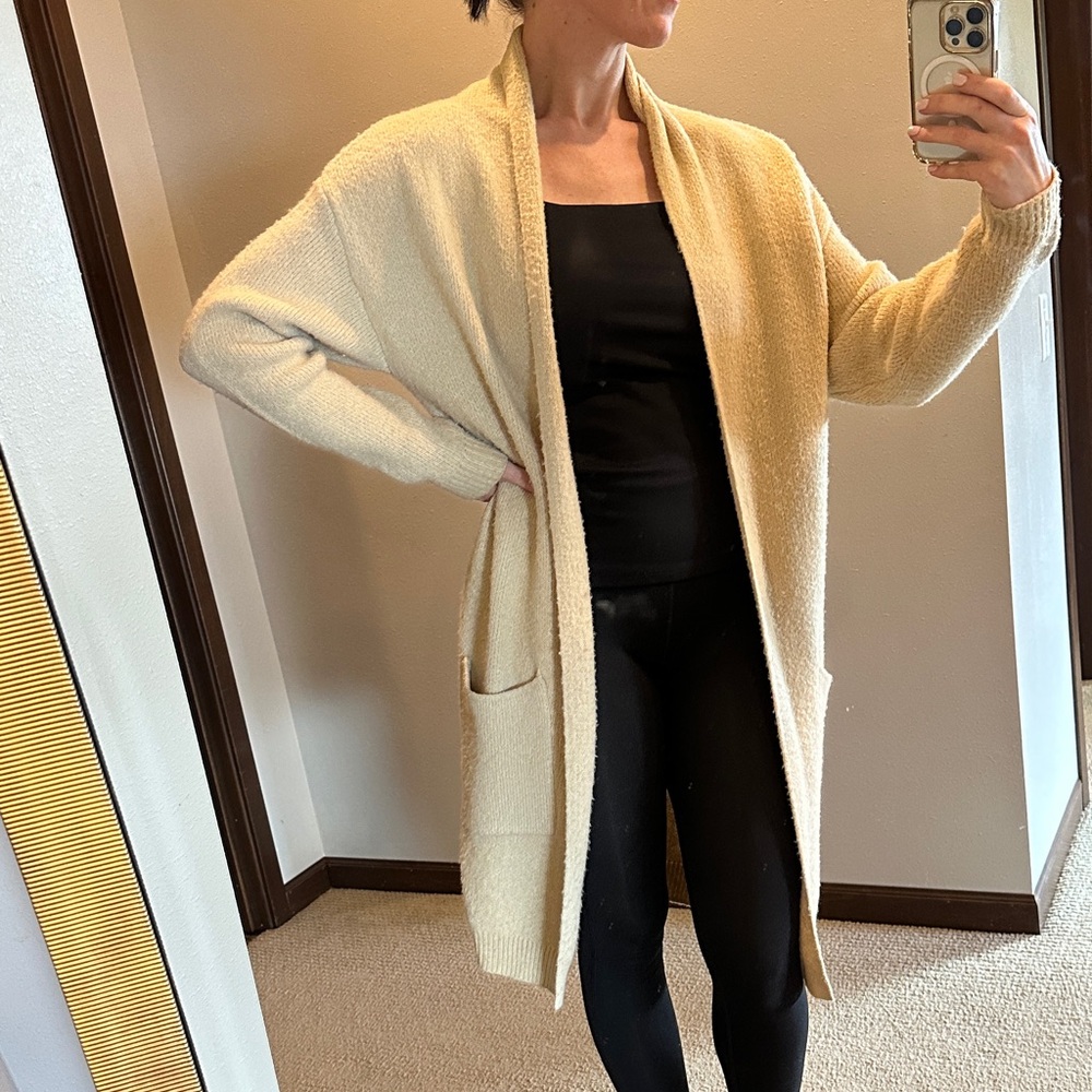 Women's Cream Open-Front Sweater